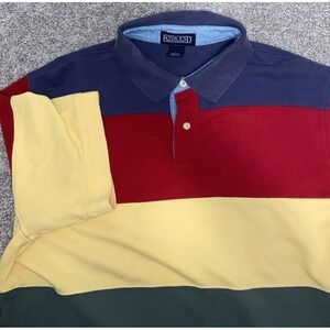 Lands End Mens Polo Shirt Large‎ Rainbow Pride Striped Multicolor Preppy Work